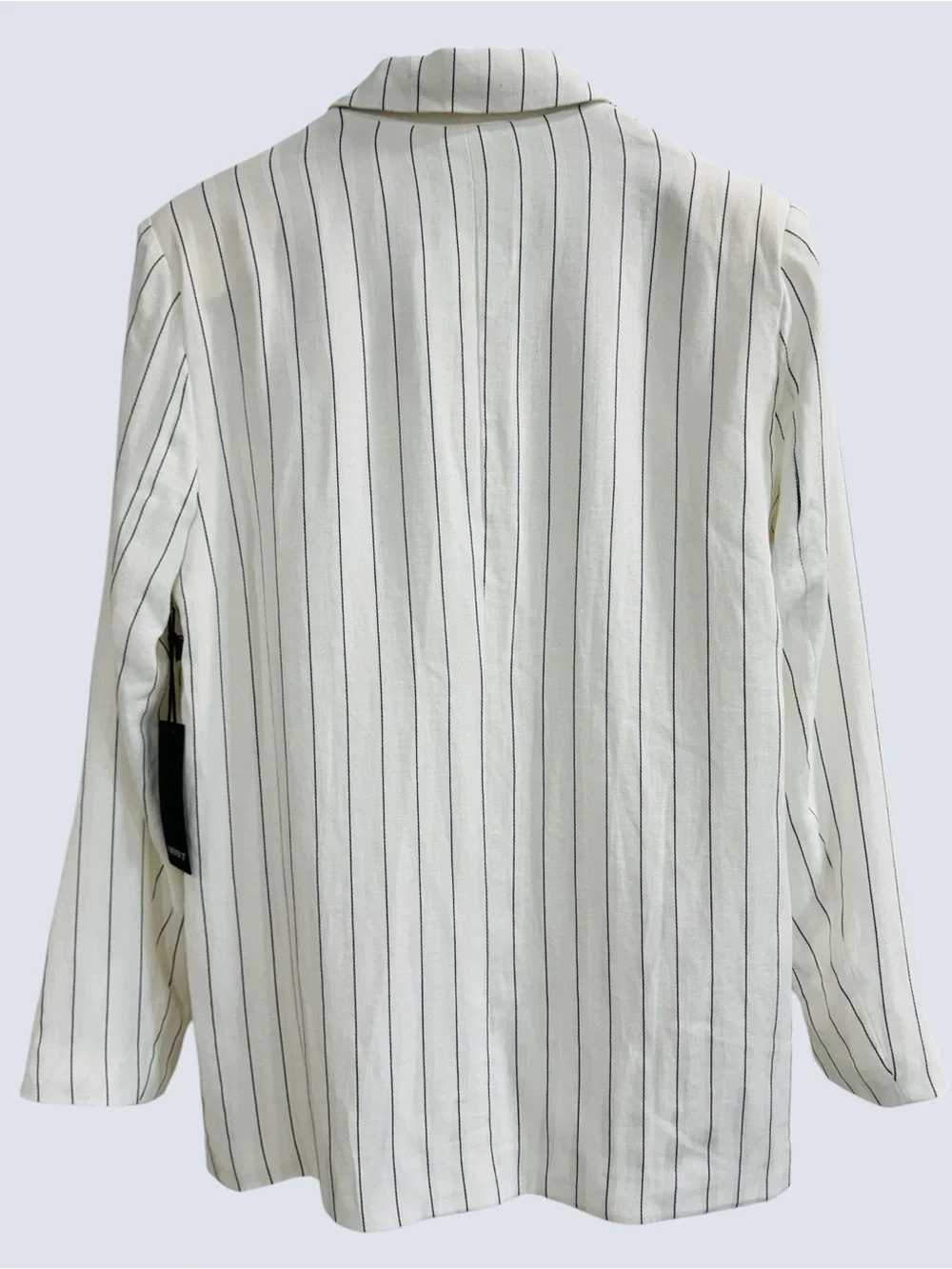 Forever 21 White Pinstripe Double Breasted Blazer Jacket Shawl Collar Size XS